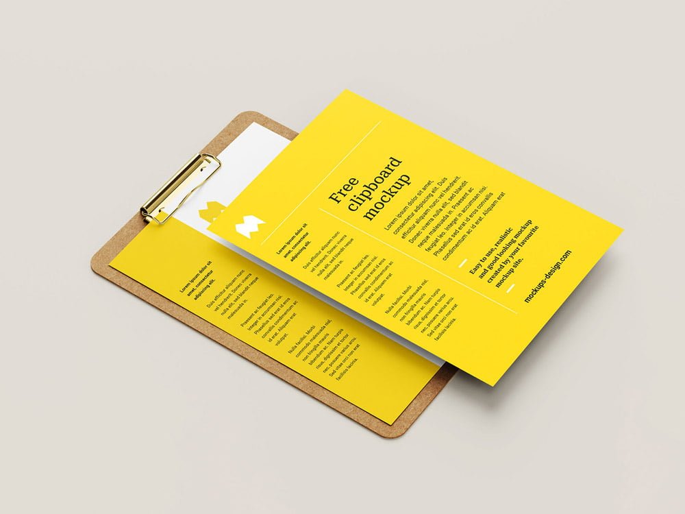 A4 Paper Clipboard Mockup PSD