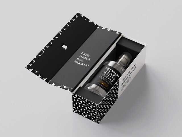 Box Vodka Bottle Mockup