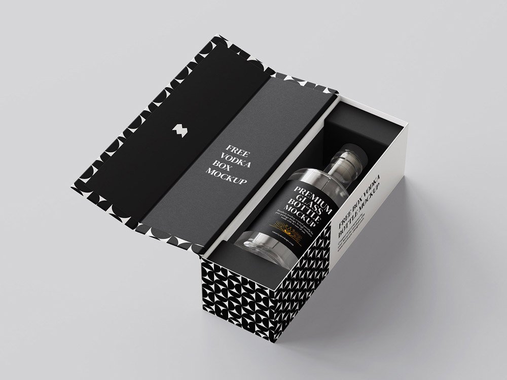 Box Vodka Bottle Mockup
