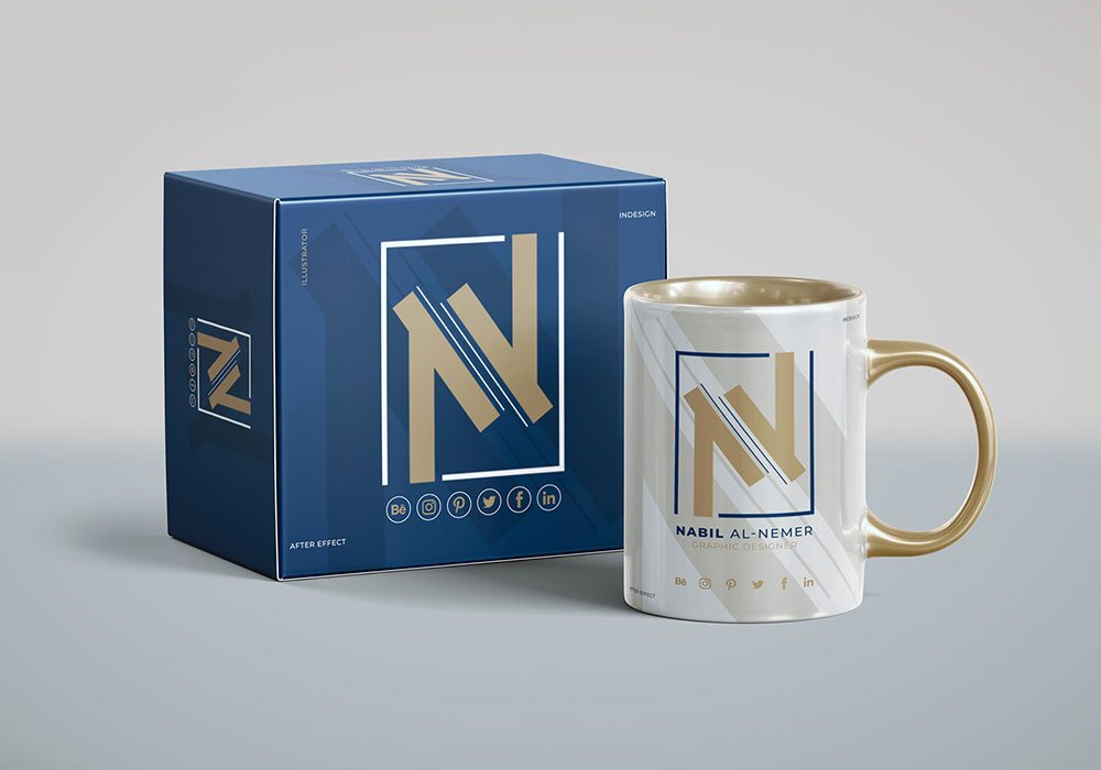Box with Mug Mockup