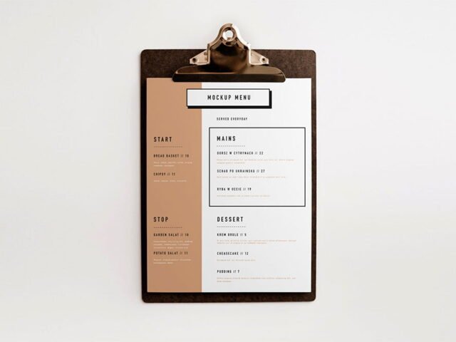 Clipboard Menu Mockup