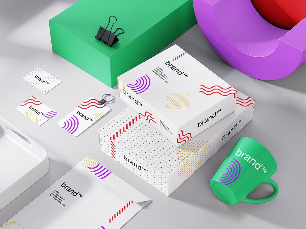 Colorful Branding Stationery Mockup