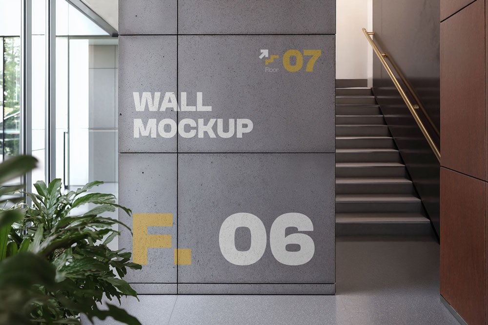 Concrete Office Wall Mockup
