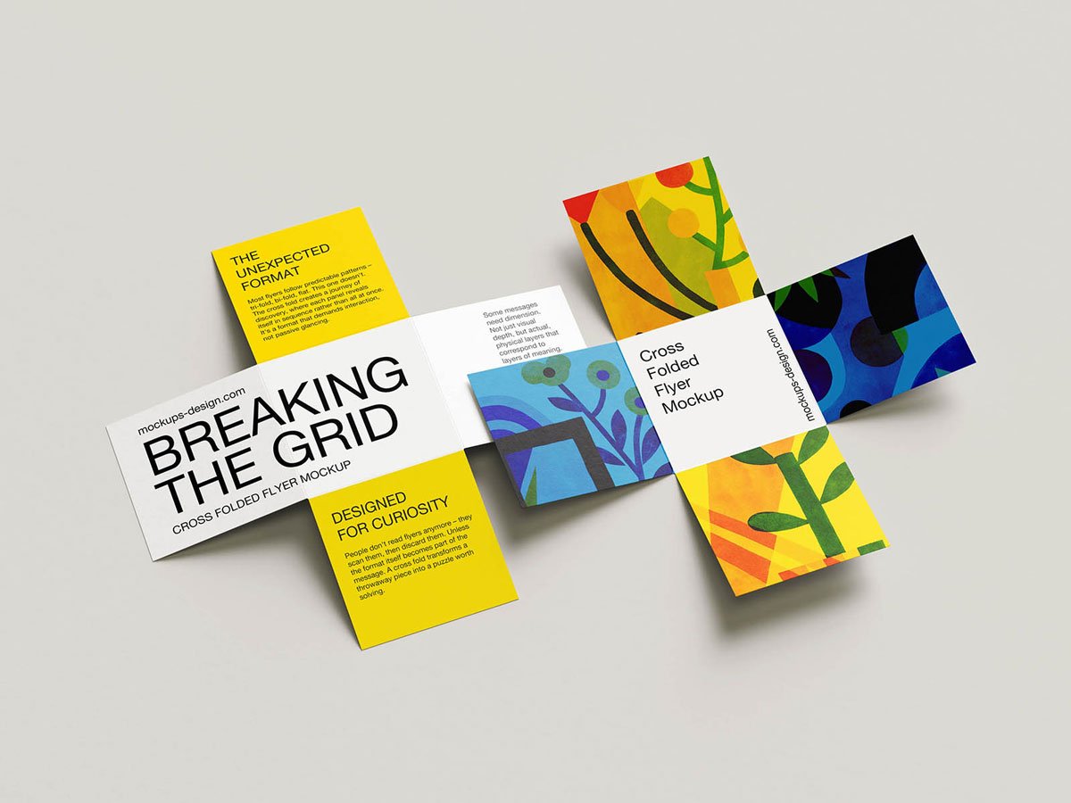 Cross Folded Flyer Mockup