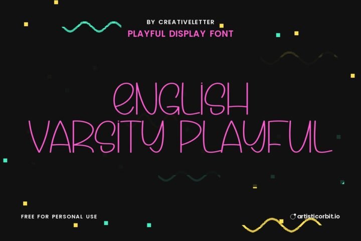 English Varsity Playful font preview