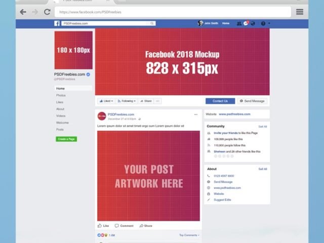 Facebook Mockup Template PSD