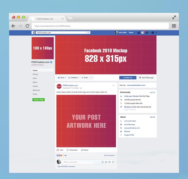 Facebook Mockup Template PSD