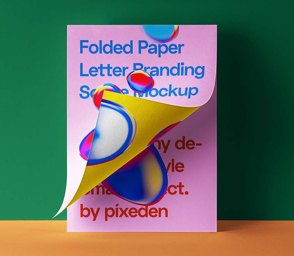 Folded Letter Paper Mockup