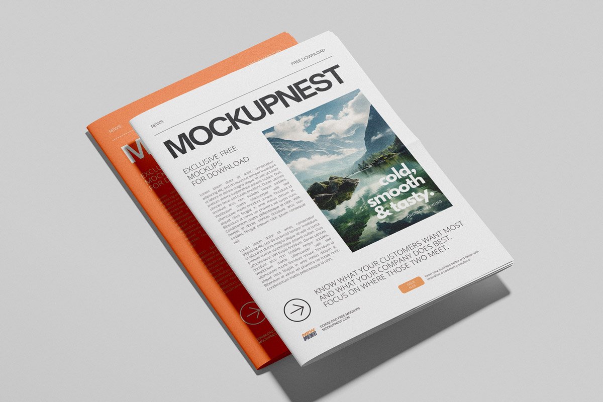 Folded Newspaper Mockup