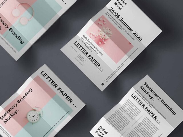 Folded Paper Letter Mockup