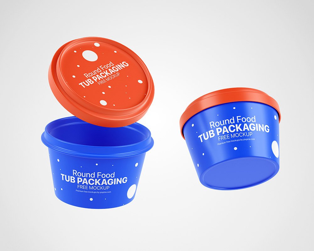 Food Round Tub Packaging Mockup