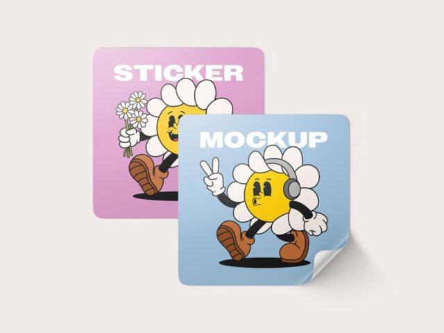 Glossy Stickers Mockup