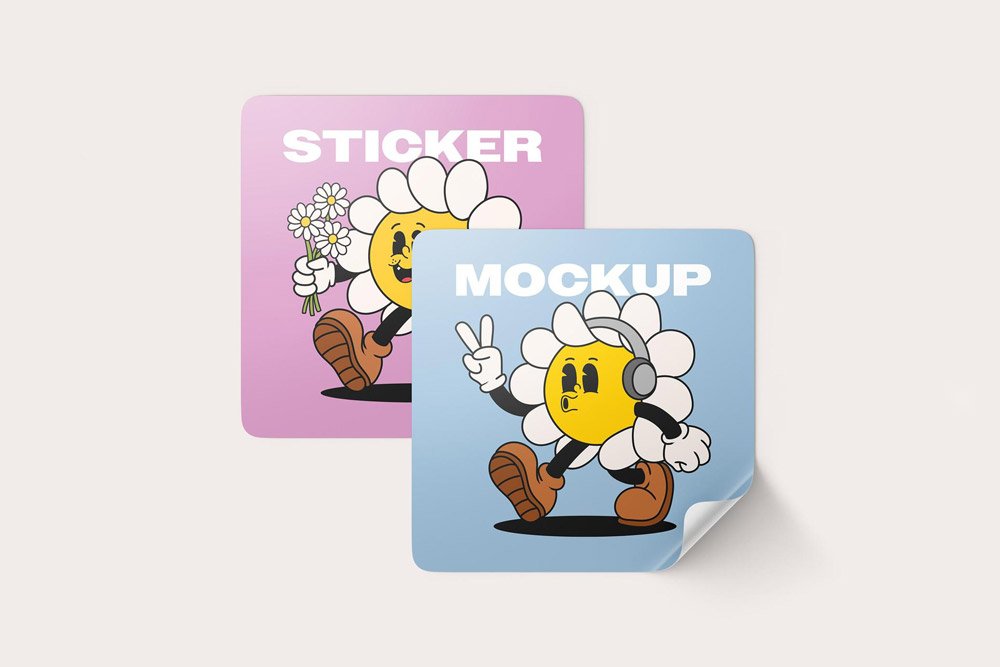 Glossy Stickers Mockup