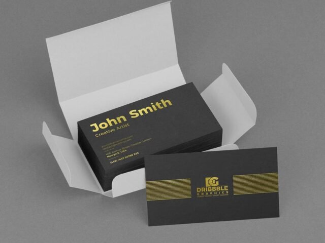 Golden Foil Business Card Mockup PSD