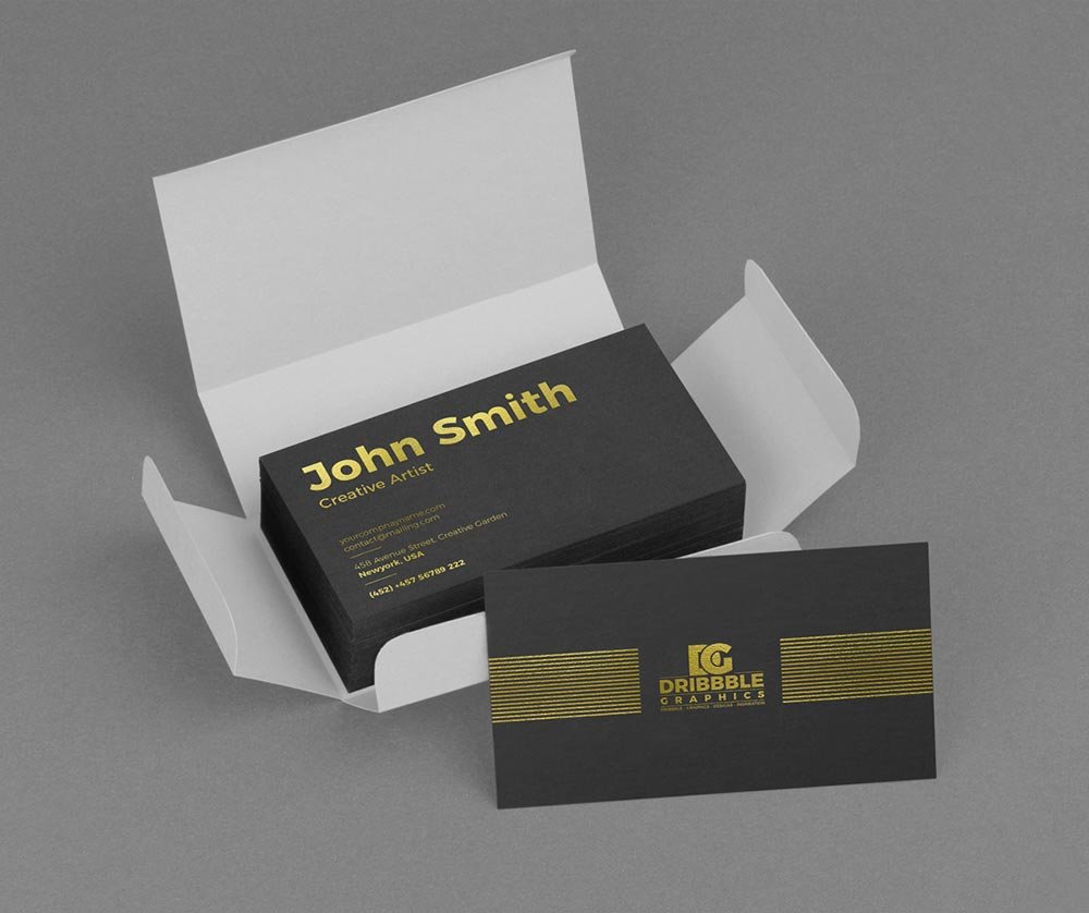 Golden Foil Business Card Mockup PSD