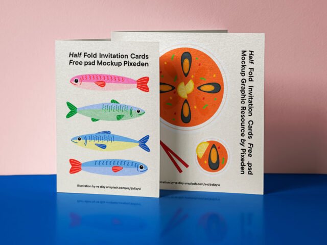 Half Fold Invitation Cards Mockup