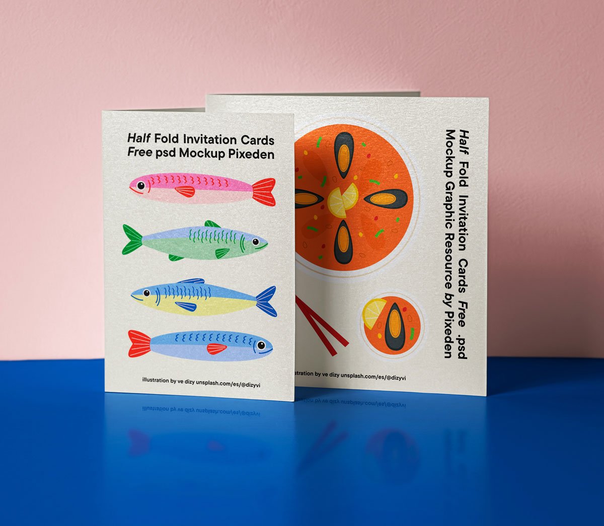 Half Fold Invitation Cards Mockup