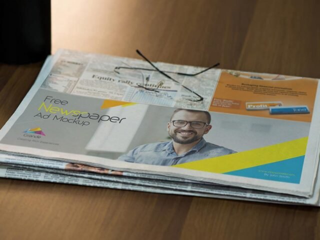 Half Folded Newspaper Mockup