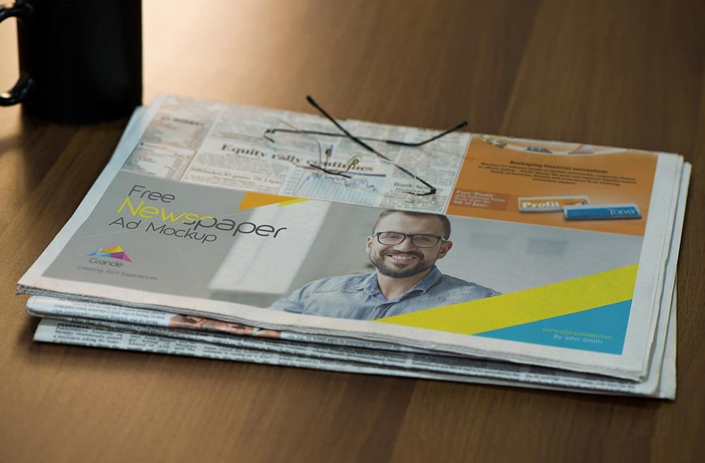 Half Folded Newspaper Mockup