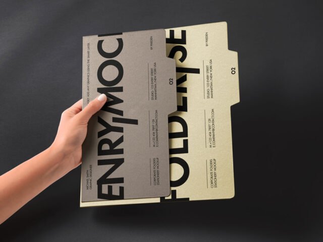 Hand Holding Folder Mockup