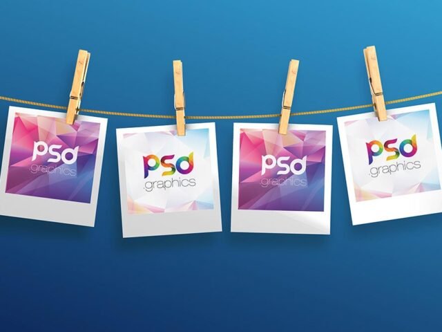 Hanging Polaroid Photo Mockup