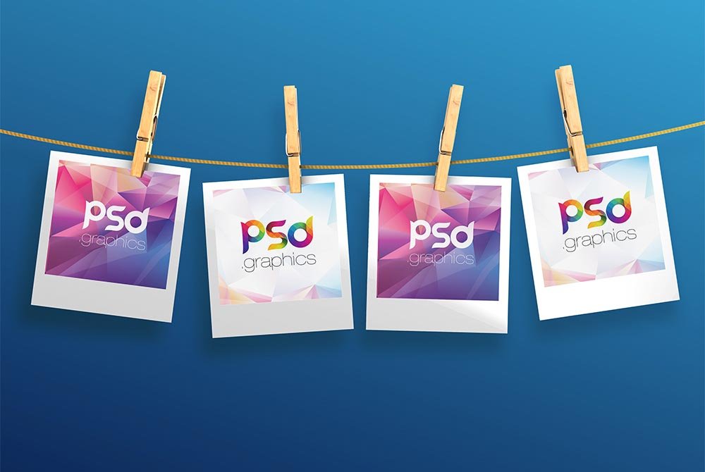 Hanging Polaroid Photo Mockup