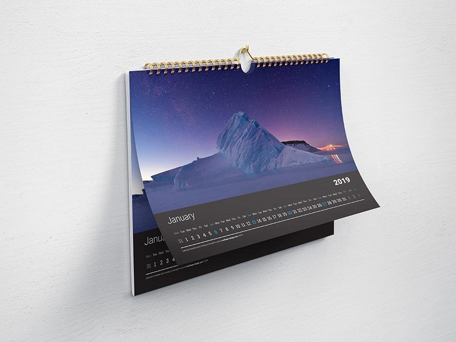 Horizontal Wall Calendar Mockup