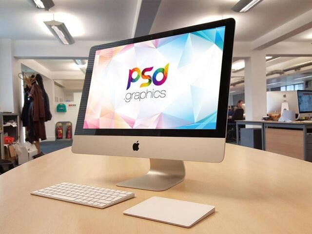 iMac On Office Desk Mockup