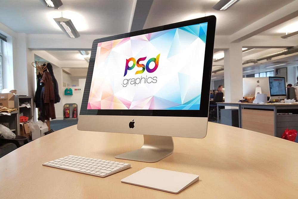 iMac On Office Desk Mockup
