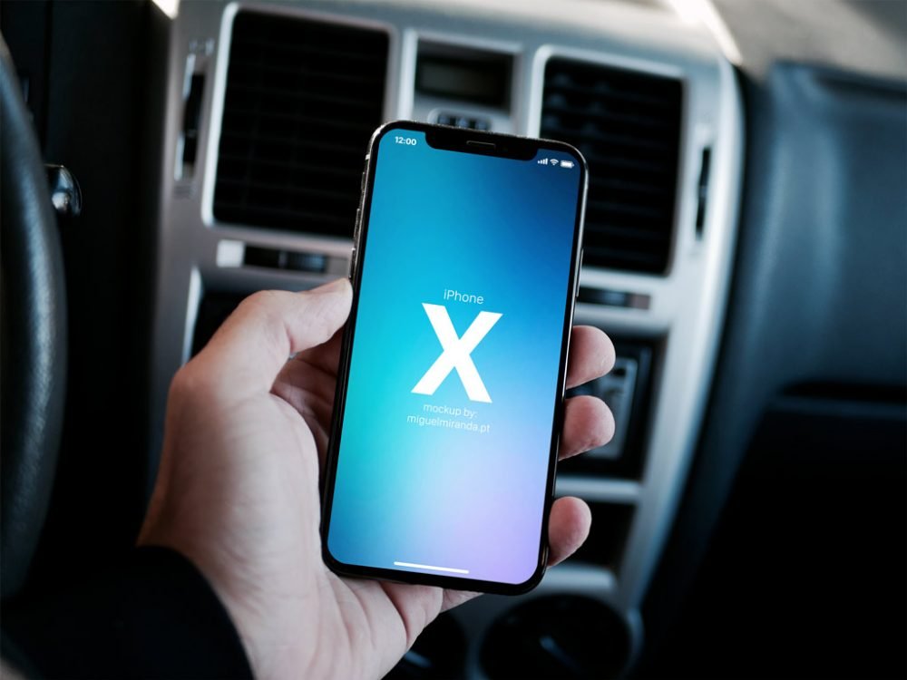 iPhone X in Car Mockup
