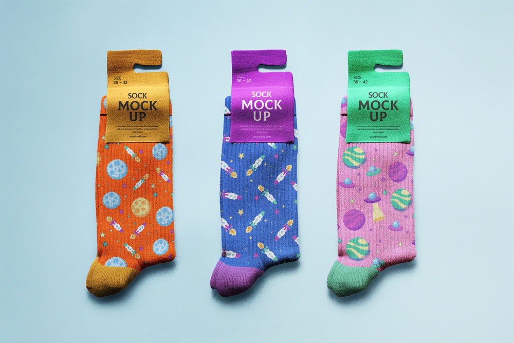 Label Socks Mockup PSD