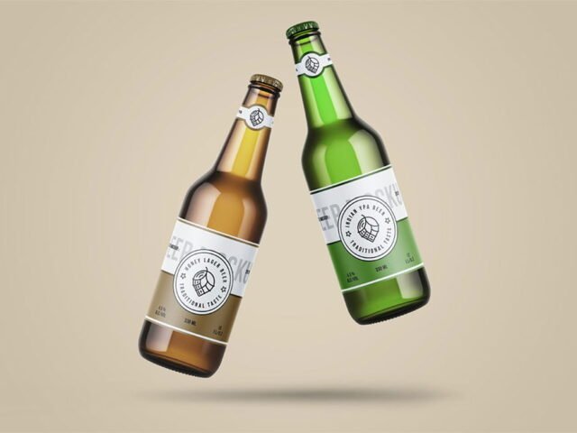 Levitating Beer Bottle Mockup