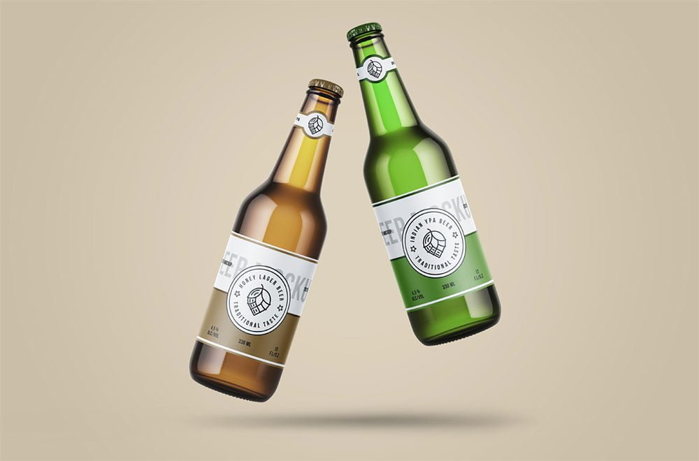 Levitating Beer Bottle Mockup