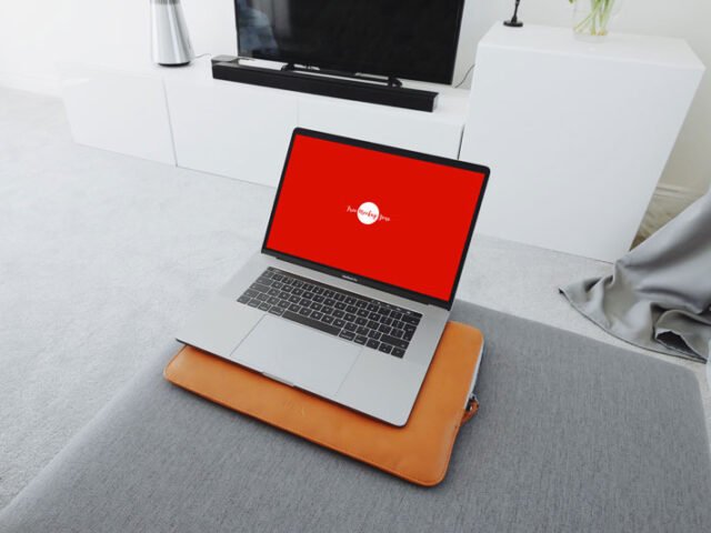 MacBook Pro in Living Room Mockup