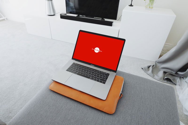 MacBook Pro in Living Room Mockup