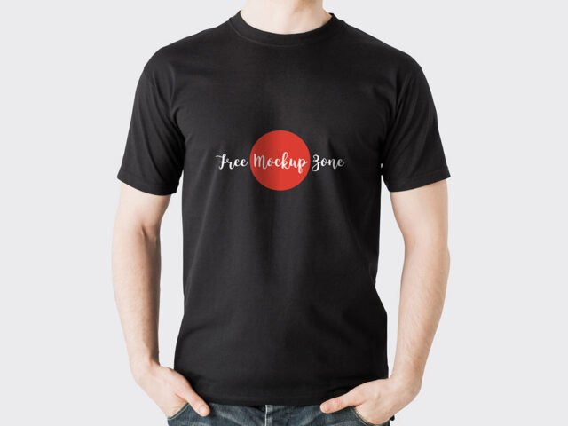 Man Black T-shirt Mockup