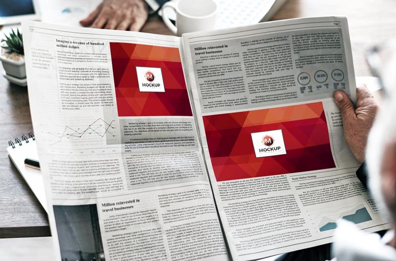 Man Reading Newspaper Mockup