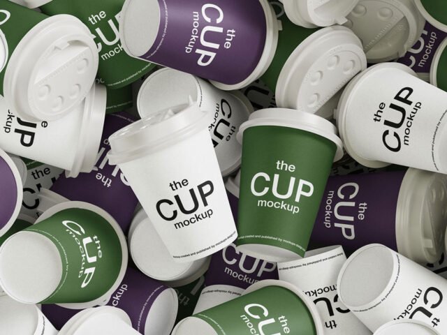 Mixed Coffee Cups Mockup