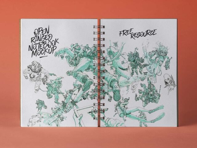 Open Ringed Sketchbook Mockup