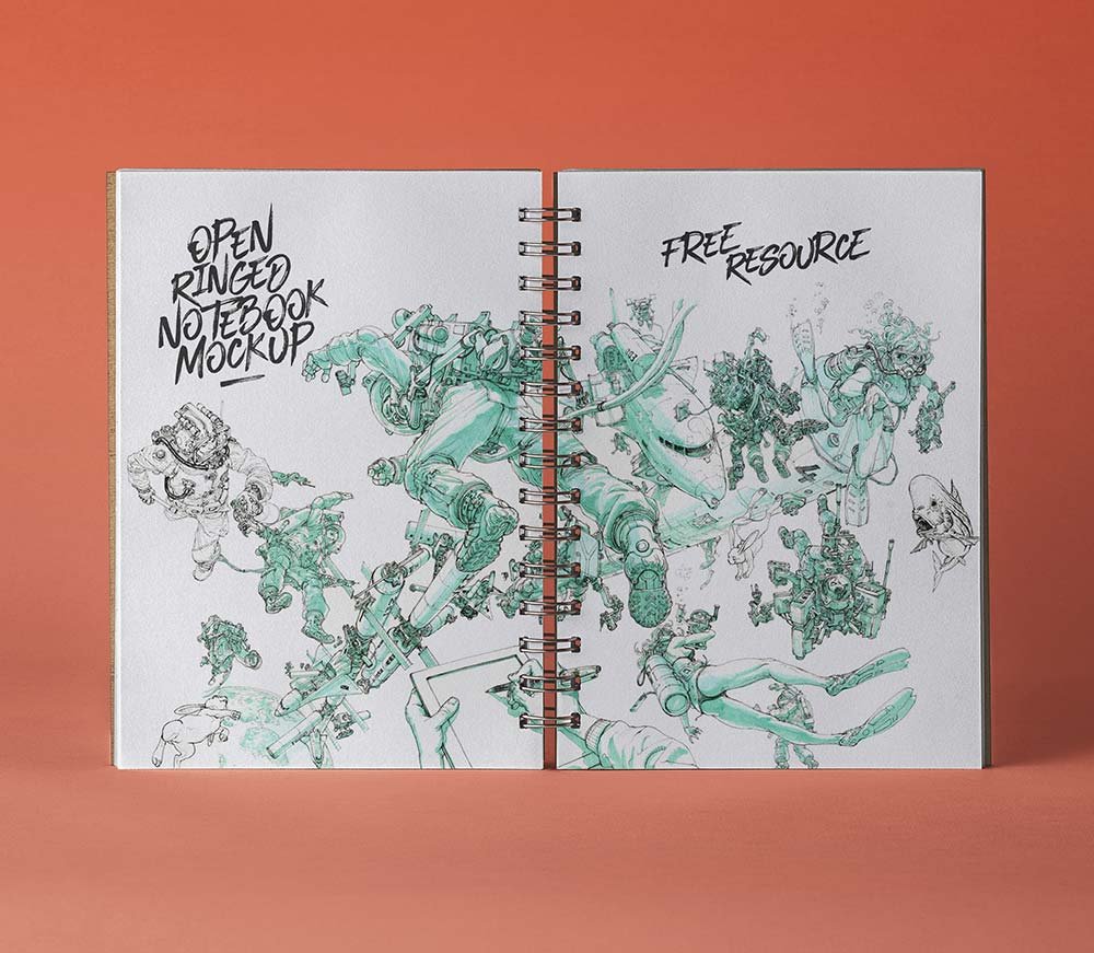 Open Ringed Sketchbook Mockup