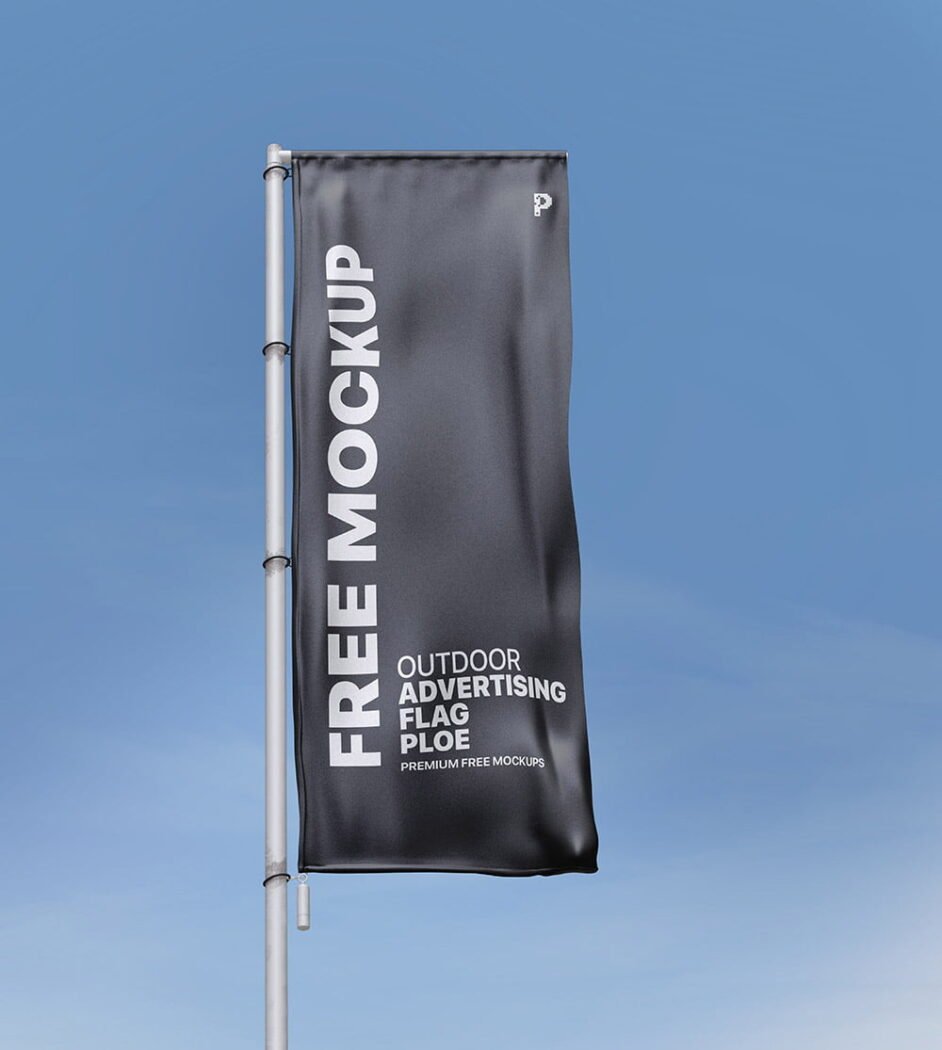 Outdoor Advertising Flag Mockup