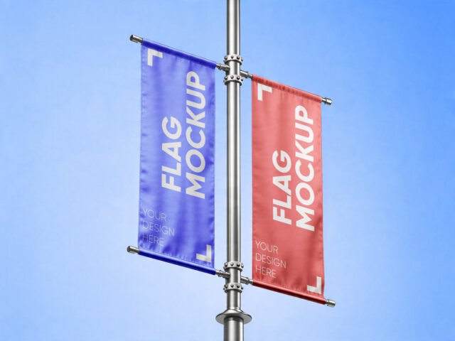 Outdoor Banner Flag Mockup