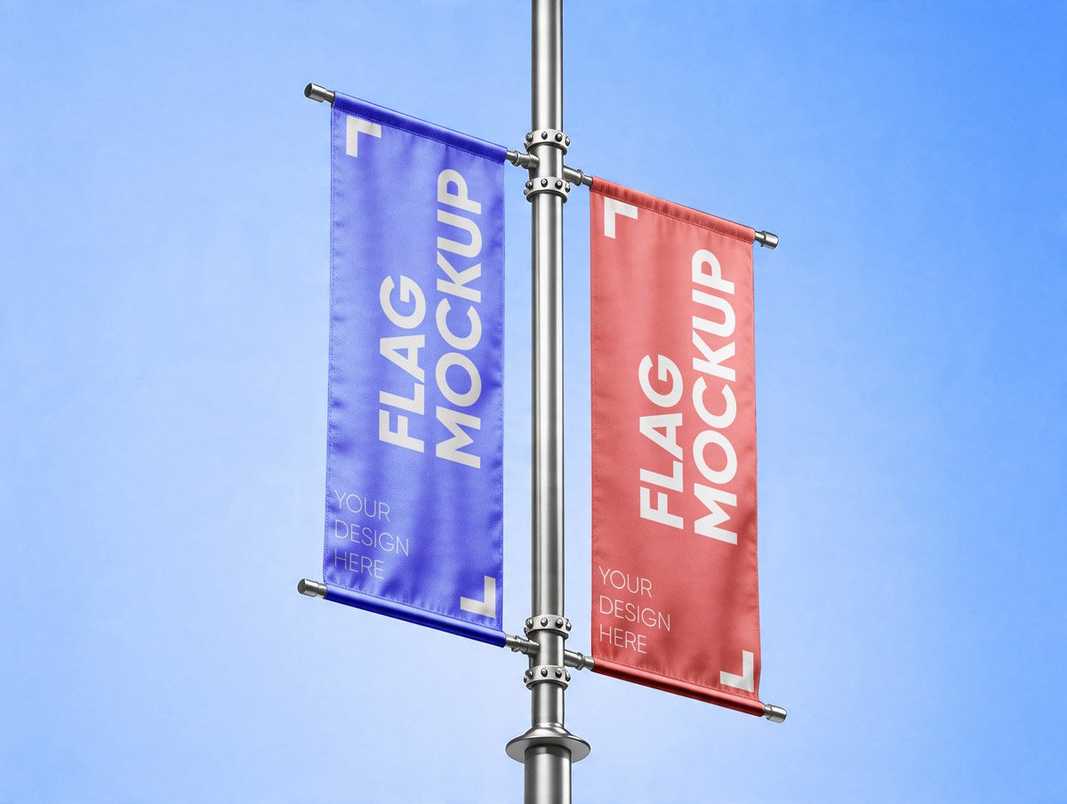 Outdoor Banner Flag Mockup