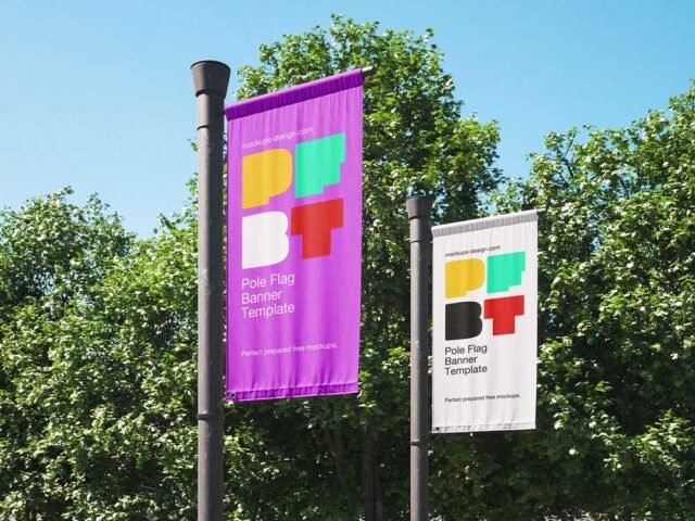 Pole Banner Flag Mockup