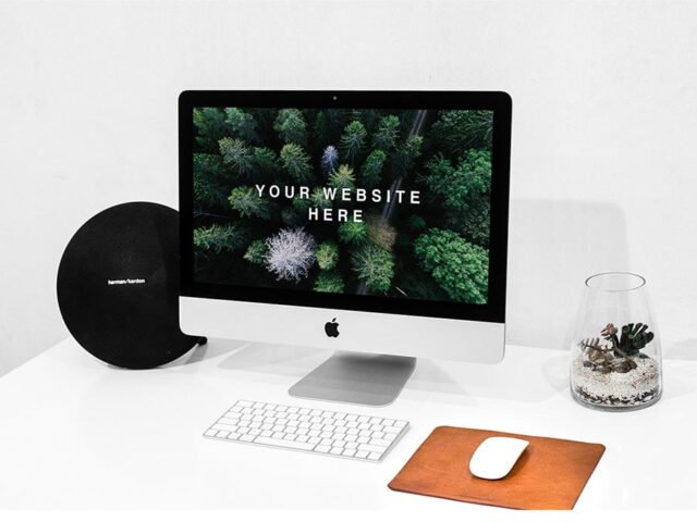 Realistic Workspace iMac Mockup