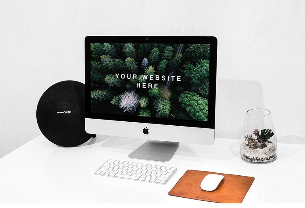 Realistic Workspace iMac Mockup