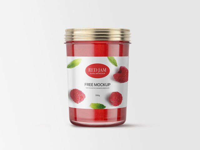 Red Jam Glass Jar Mockup