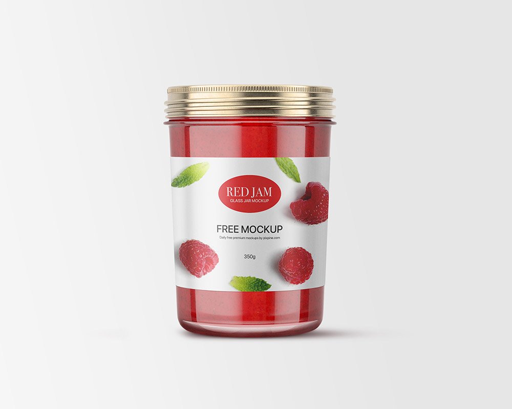 Red Jam Glass Jar Mockup