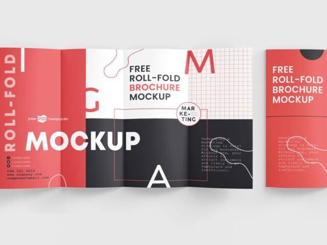 Roll Fold Brochure Mockup