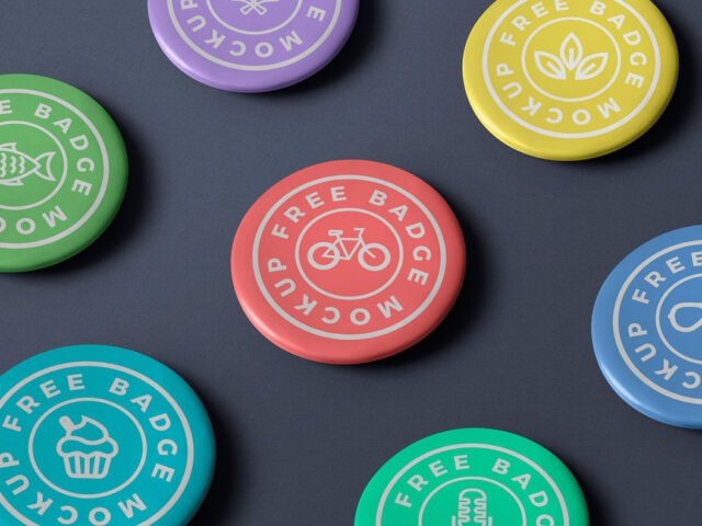 Round Button Badge Mockup PSD